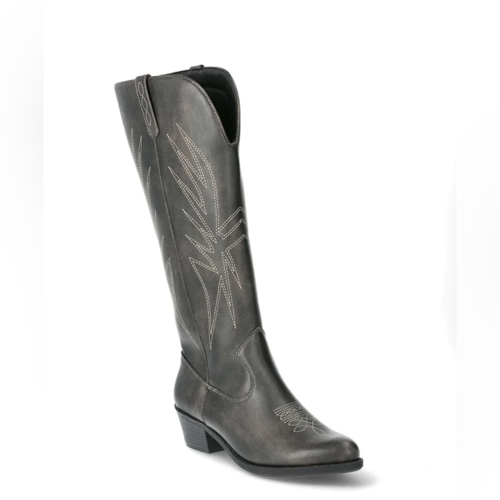 No Boundaries Women's Tall Faux Leather Contrast Stitch Western Boots NWT 8.5